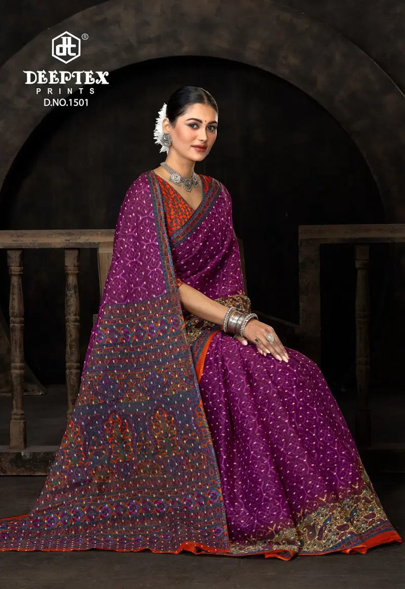 Prime Time Vol 15 By Deeptex Cotton Printed Daily Wear Saree Exporters In India